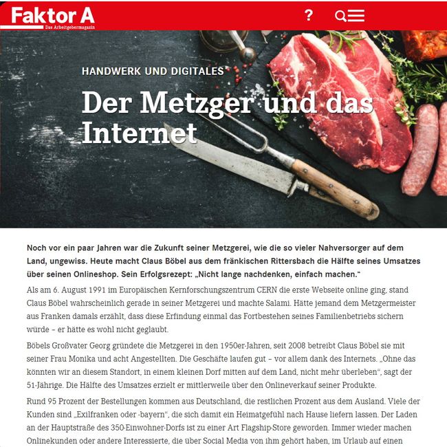 Der Metzger und Das Internet umdieWurst.de