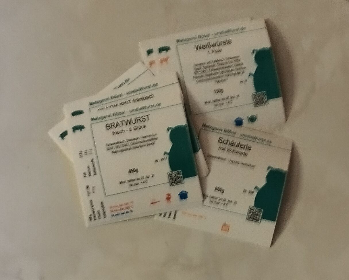 Artikelschilder für SB-Einkauf bei Metzgerei Böbel