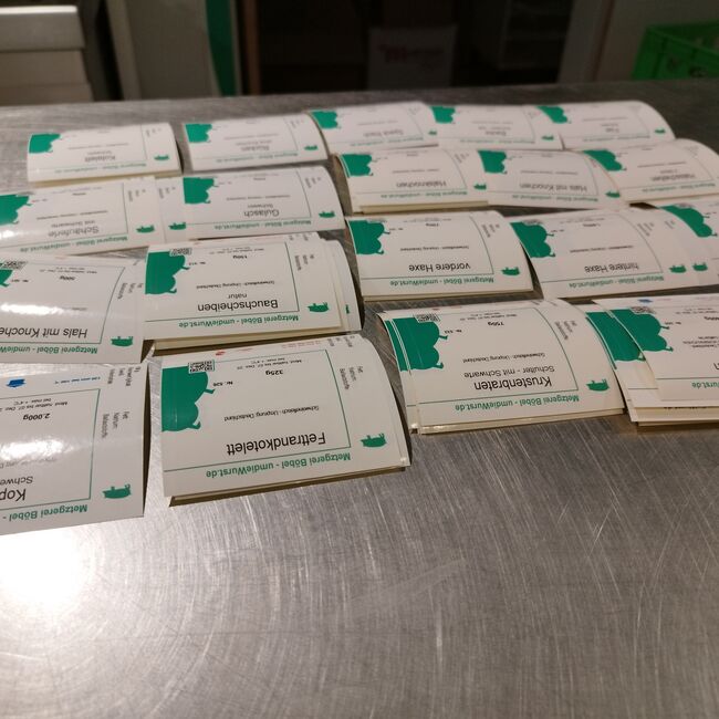 Etiketten für Halbes Schwein gefriertruhenfertig zerlegt  - umdieWurst.de